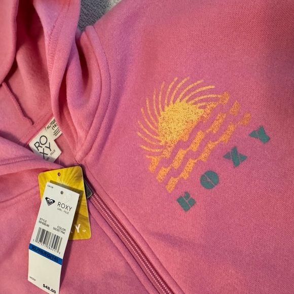Roxy Sweatshirt hoodie zip up Roxy Girl size 16 pink beach XL - Picture 2 of 3